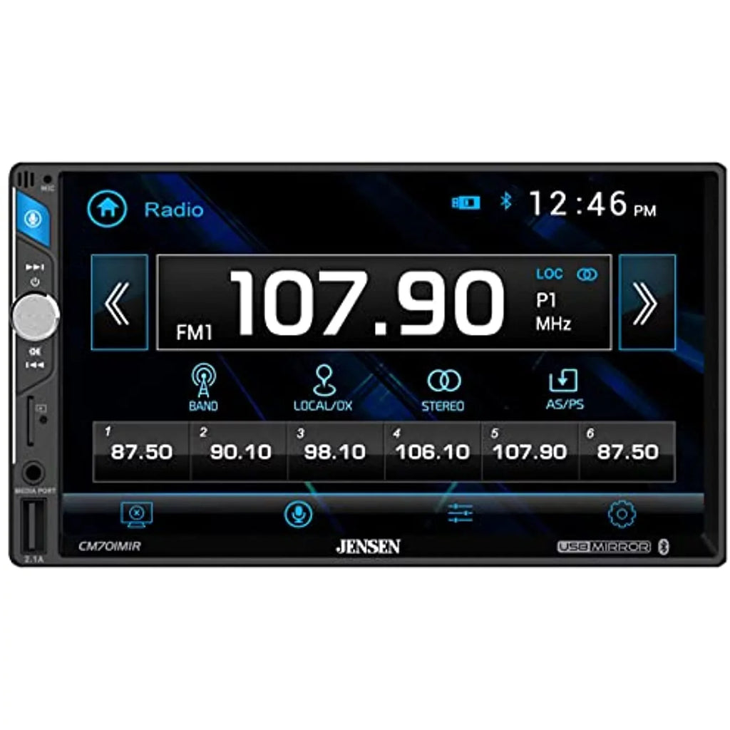 Mirroring 2-Din Radio Bluetooth Screen LCD Touchscreen Multimedia USB Jensen 7"