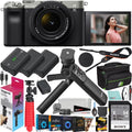 Vlogger Kit Accessories Remote Full Gear Mirrorless F4-5.6 GP-VPT2BT Battery 28-60mm 2x Bundle ILCE7CL/S with ACCVC1: Bag + Body & + Shooting Grip Frame w. + Silver Wireless a7C Deco Camera Lens