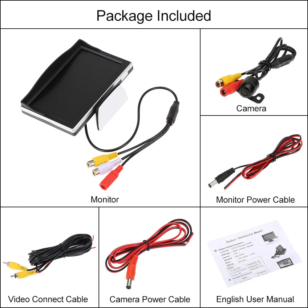 View System Rear Parking Camera Display TFT CACAGOO + Car LCD Reverse HD Inch Backup Monitor 5