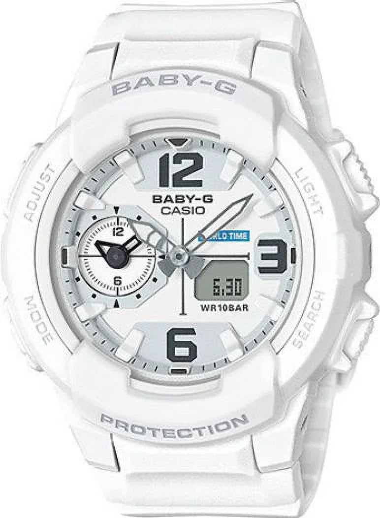 Strap White Ana-Digi BGA230-7B White Women's Alarm Watch Baby-G Resin Time World Dial