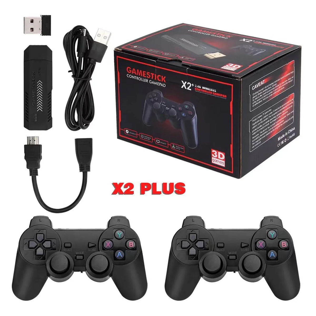 Upgrade Wireless X2 Plus Wireless Controller,30000+ Console Retro Game Games Games,128GB Double Console, Retro Stick