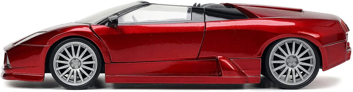 Diecast Jada Car Red by Lamborghini Roadster Series 1/24 Model "Hyper-Spec" Murcielago Metallic