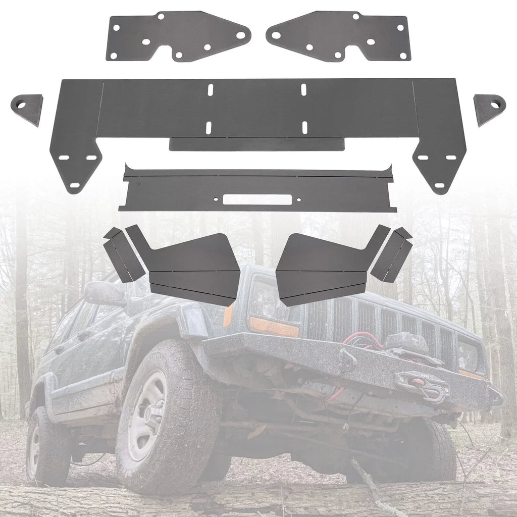 Mount KOJEM Plate Front Cherokee for DIY Winch Bare Jeep 1984-2001 Kit Metal XJ Bumper