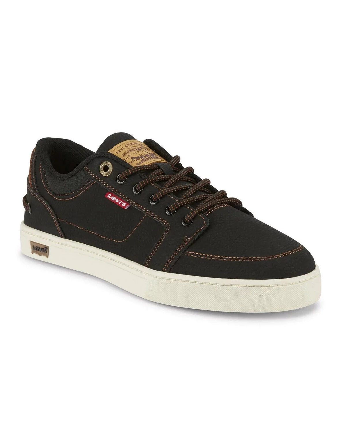LOW NEW HARBOR LEVIS SNEAKERS SHOES MEN dimension SPORTS 9.5 BLACK/TAN WAX TRAINERS