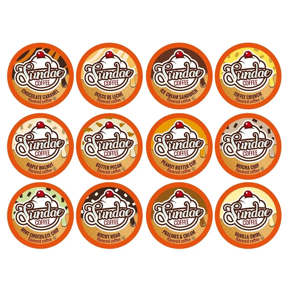 Flavored Coffee 48 Sundae for K-Cups Pack Cream Brewers Keurig Variety K-Cup Ice