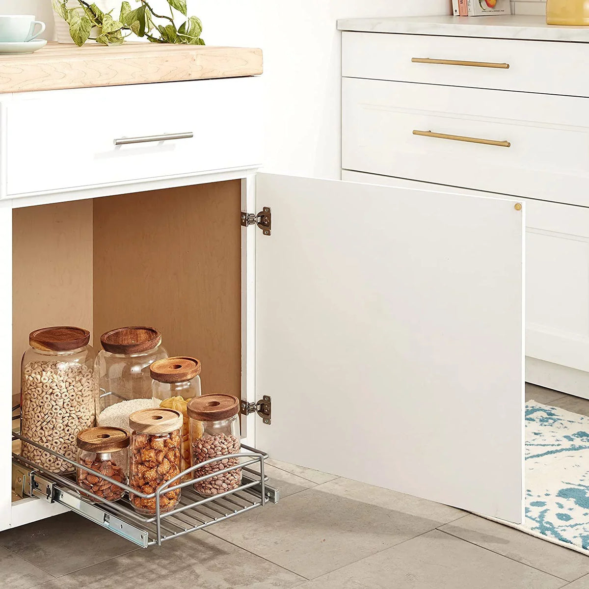 x 20 in. 12 D H Basket in. x Knape W Silver Multi-Use in Pull-Out RS-MUB-11-FN 5 Cabinet Organizer & Vogt in.