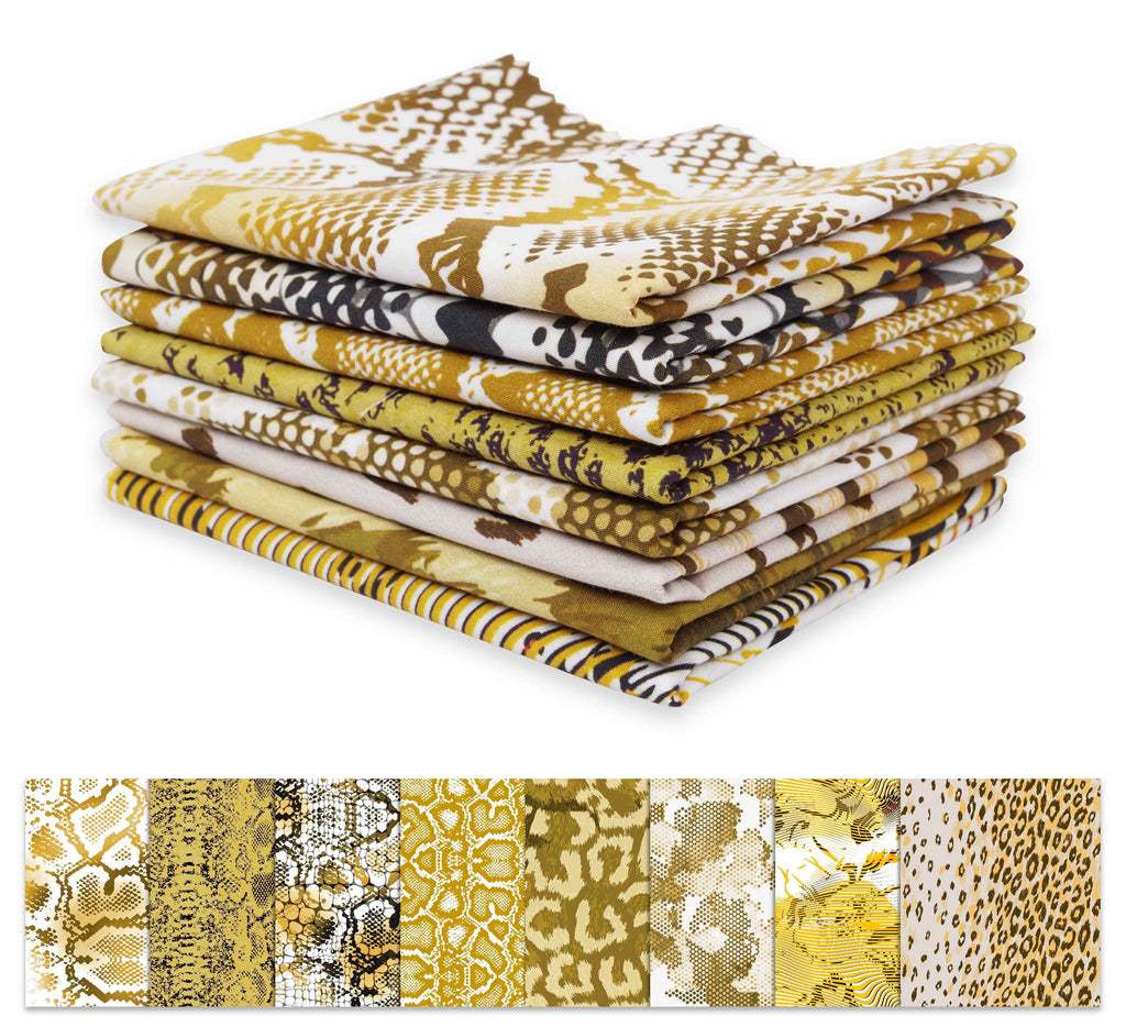 Fabric -Animal Patchwork-100% (Yellow) 22"DIY Fat 18"x SkinPrint Quarter Quilting Bundle CottonPre-Cut Soimoi Pc 8