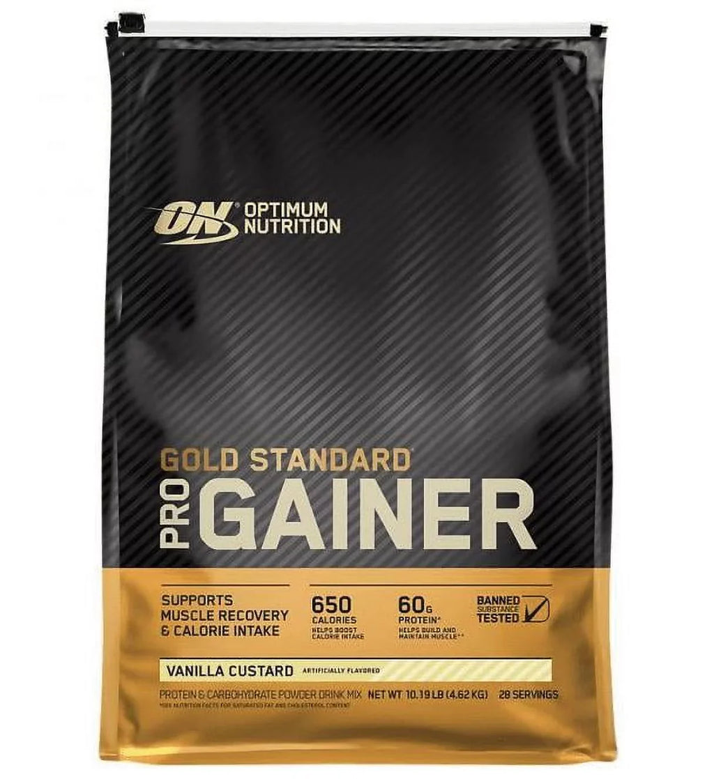 Servings Gold Optimum Standard Gainer, Vanilla 10.19 Custard, 28 Nutrition, lb, Pro