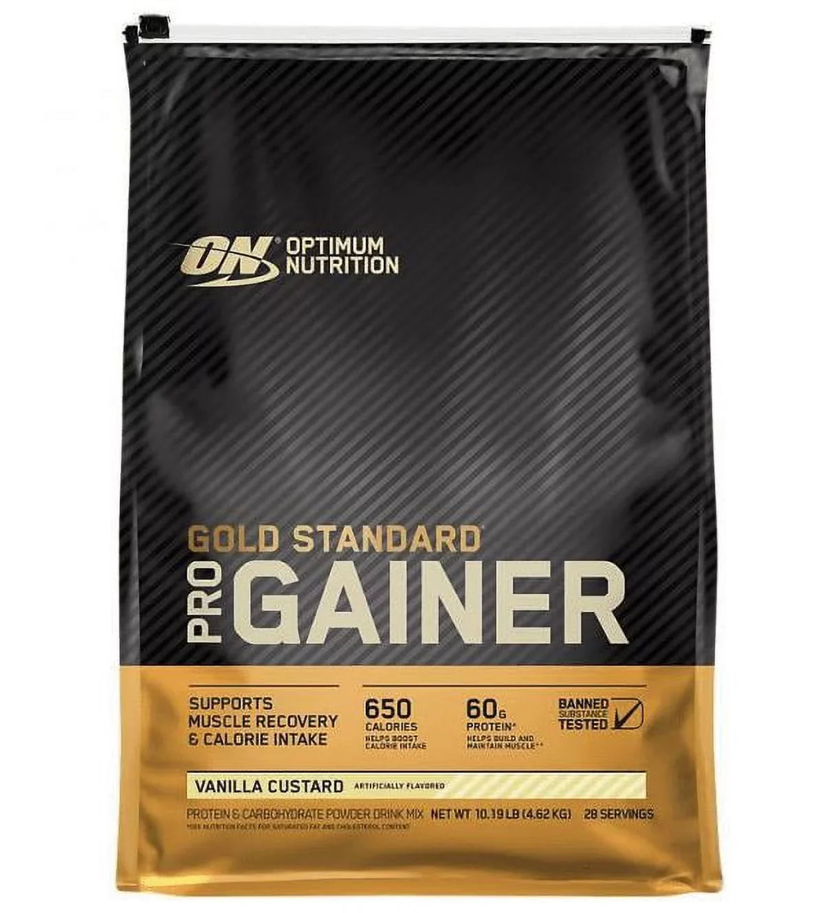 Servings Gold Optimum Standard Gainer, Vanilla 10.19 Custard, 28 Nutrition, lb, Pro