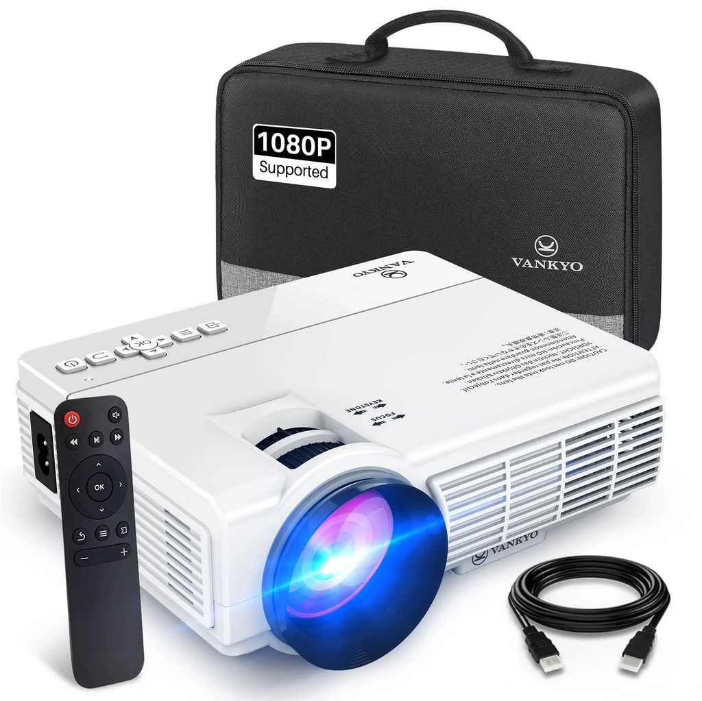 HDMI, 200'' PS4, Supported TF, Portable Display, VANKYO Compatible Support 65000 Projector TV USB Hours (White) 1080P AV Stick, Projector Life, and with Leisure Lamp with 3 Mini LED VGA,