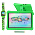 Stickers Case Model) & Kids with Smart (Value Storybooks Bundle Disney Tablet Kid-Proof Kickstand 64GB, and Android 80+ Green & Watch Includes 10" Contixo (2023 $400), Stylus, -