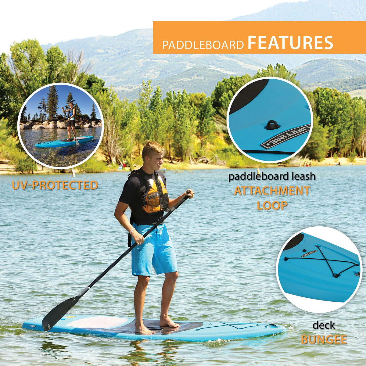 (90579) 11 Lifetime Amped Blue Paddleboard, Stand-up Glacier ft