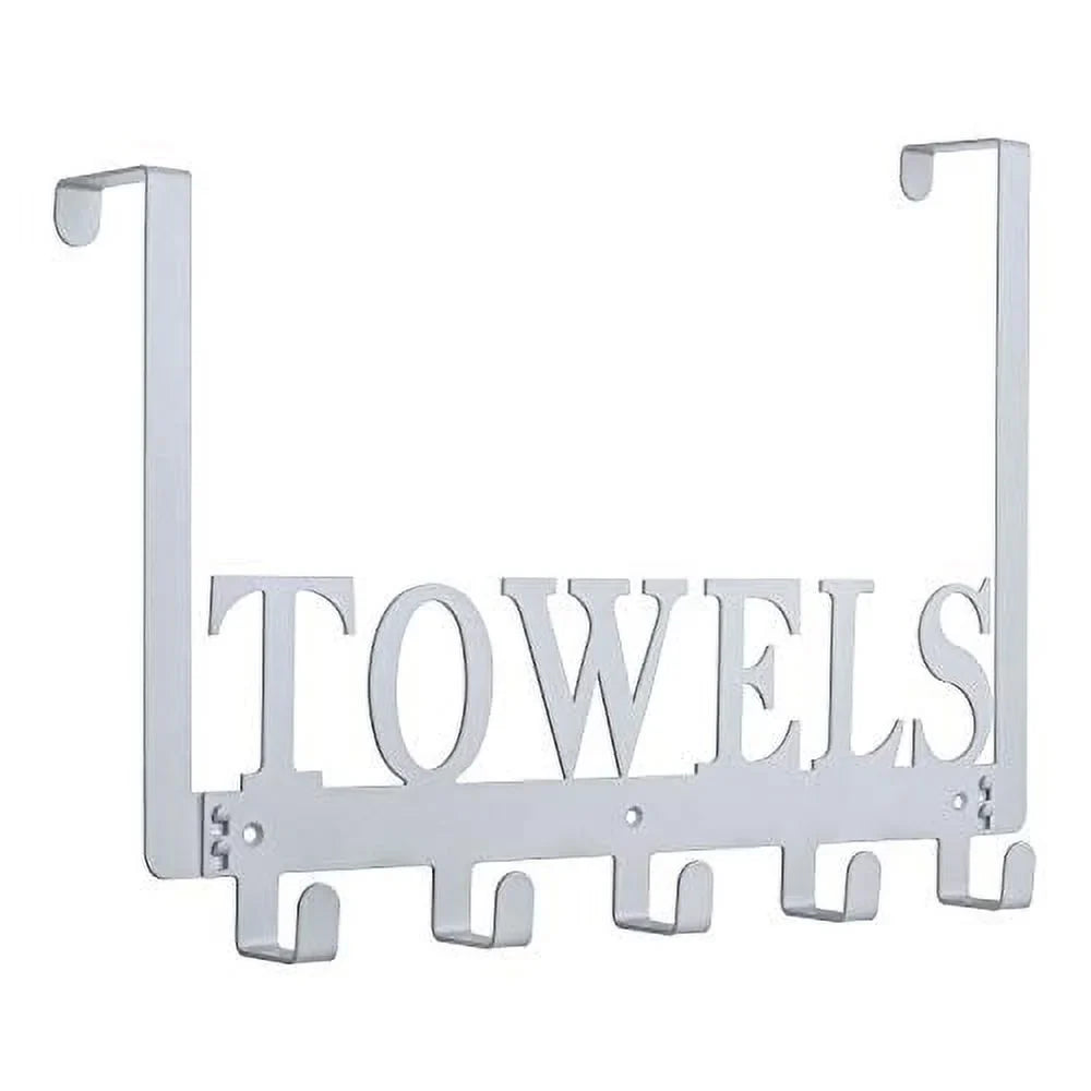 Cabinet Hooks, Bathroom, Bedroom The Rack Kitchen Gray) on Wall Hooks Holder Door for Mount Towels (Silver Beach Cupboard Towel Over The Pool Hang for Door Bathrobe Towel Towel