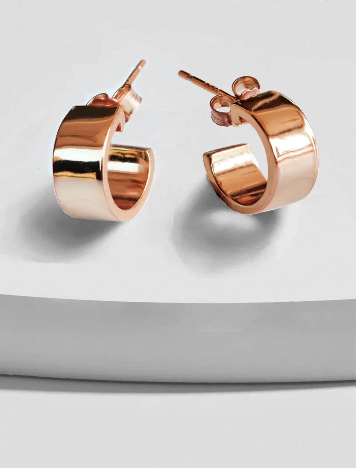 EARRINGS HOOP BOSS OVER STERLING MINI SILVER GOLD CHUBBY 18K ROSE