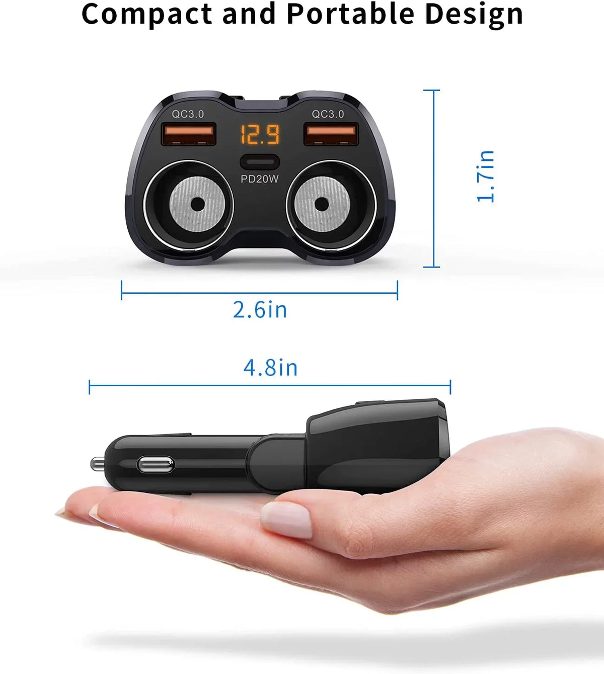 USB QC3.0 Adapter 20W SUPERONE 13 Cam/Laptop/iPad/iPhone for ?Upgraded? Lighter Charger PD GPS/Dash Splitter and Lighter C Max/13/12/11 180W Splitter, Pro with 2-Socket ette Dual Car ette