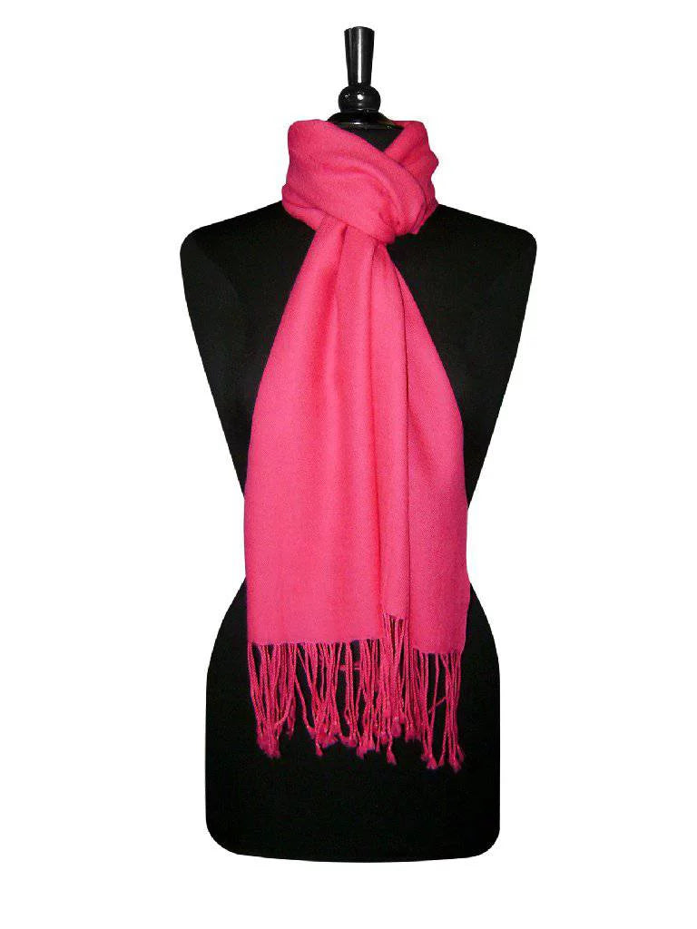 100% Color Fuchsia Solid Pashmina Hot Wrap Wool Shawl Biagio Scarf Pink Womens