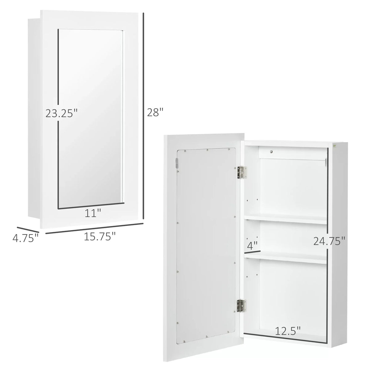 Cabinet, Mounted Wall Cabinet, White kleankin Bathroom Mirror Medicine