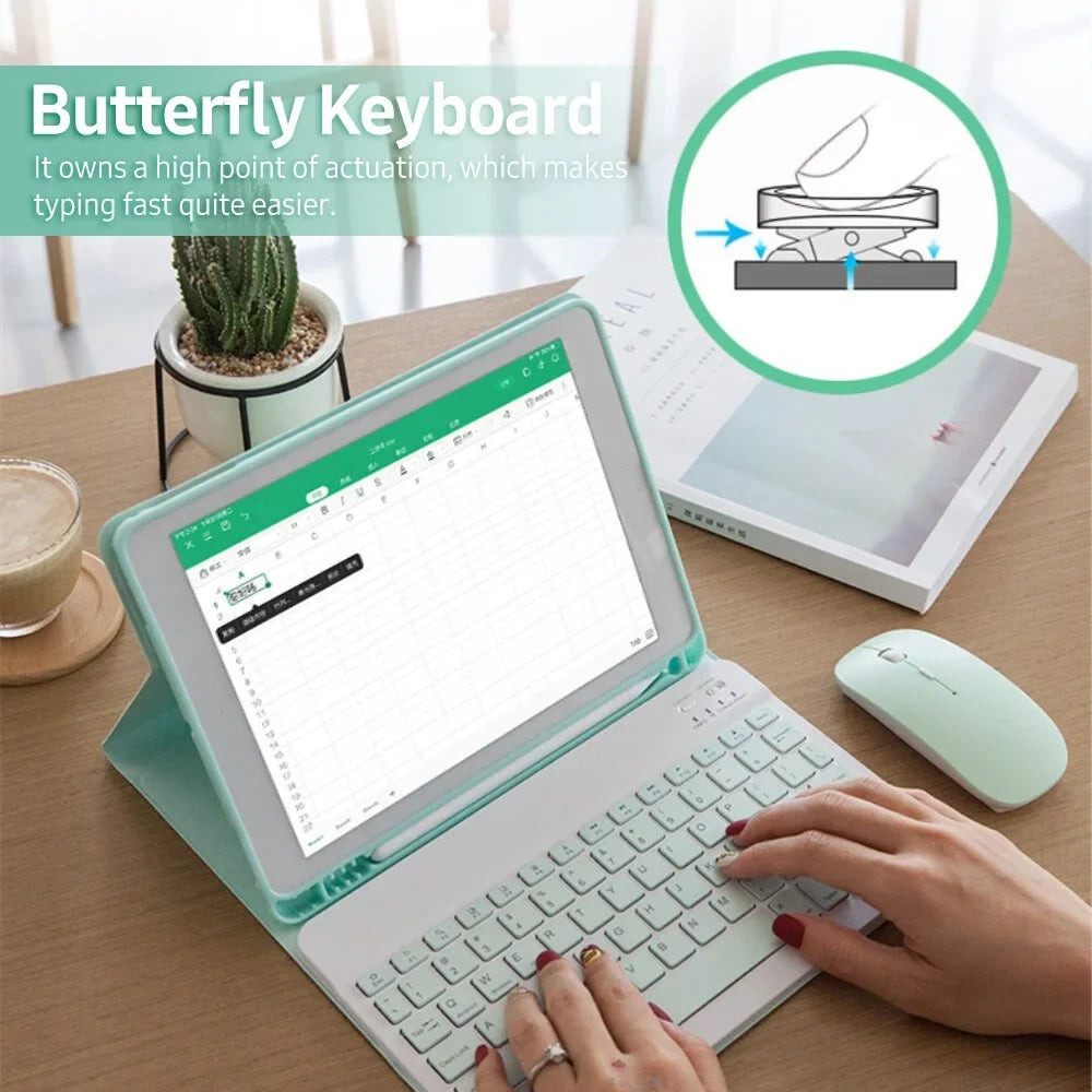 Compatible Case with Green 2020 10.5/ Elastic Slot iPad 10.5 Air3 iPad 2019/ BT Keyboard Pro Pen Detachable 10.2 with