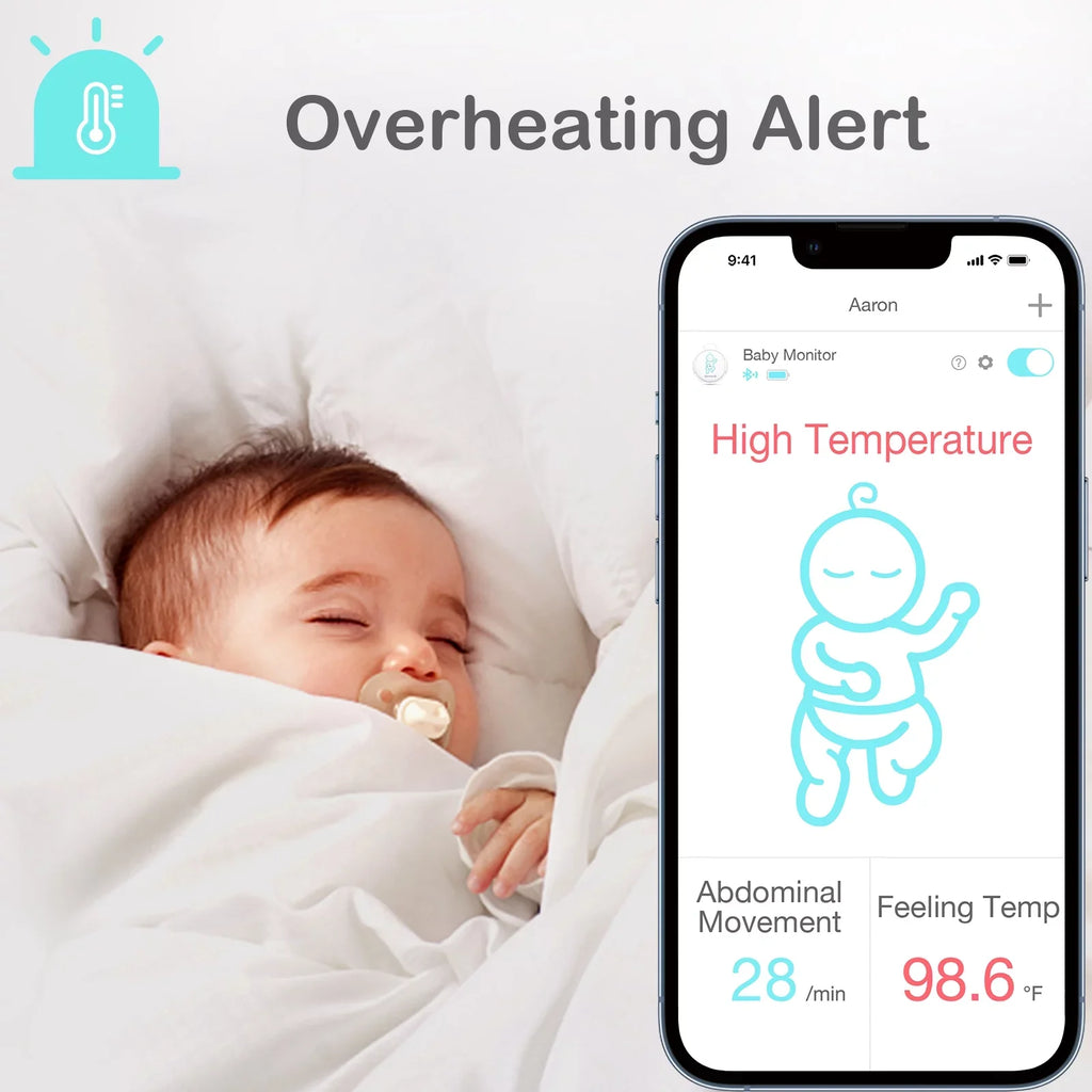 with Smartphones, on Audio Alerts Abdominal and Abdominal Movement Baby Baby's Sense-U Pink Position Safety Baby - Temperature, for Sleeping Monitor Tracks Rollover Instant Movement, Smart