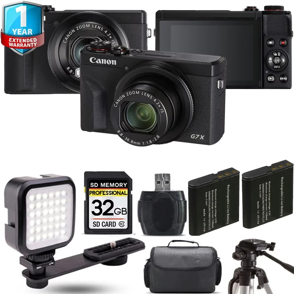 LED Canon (Black) +1 Extra Yr + + X Camera Warranty III G7 PowerShot Digital Battery Mark