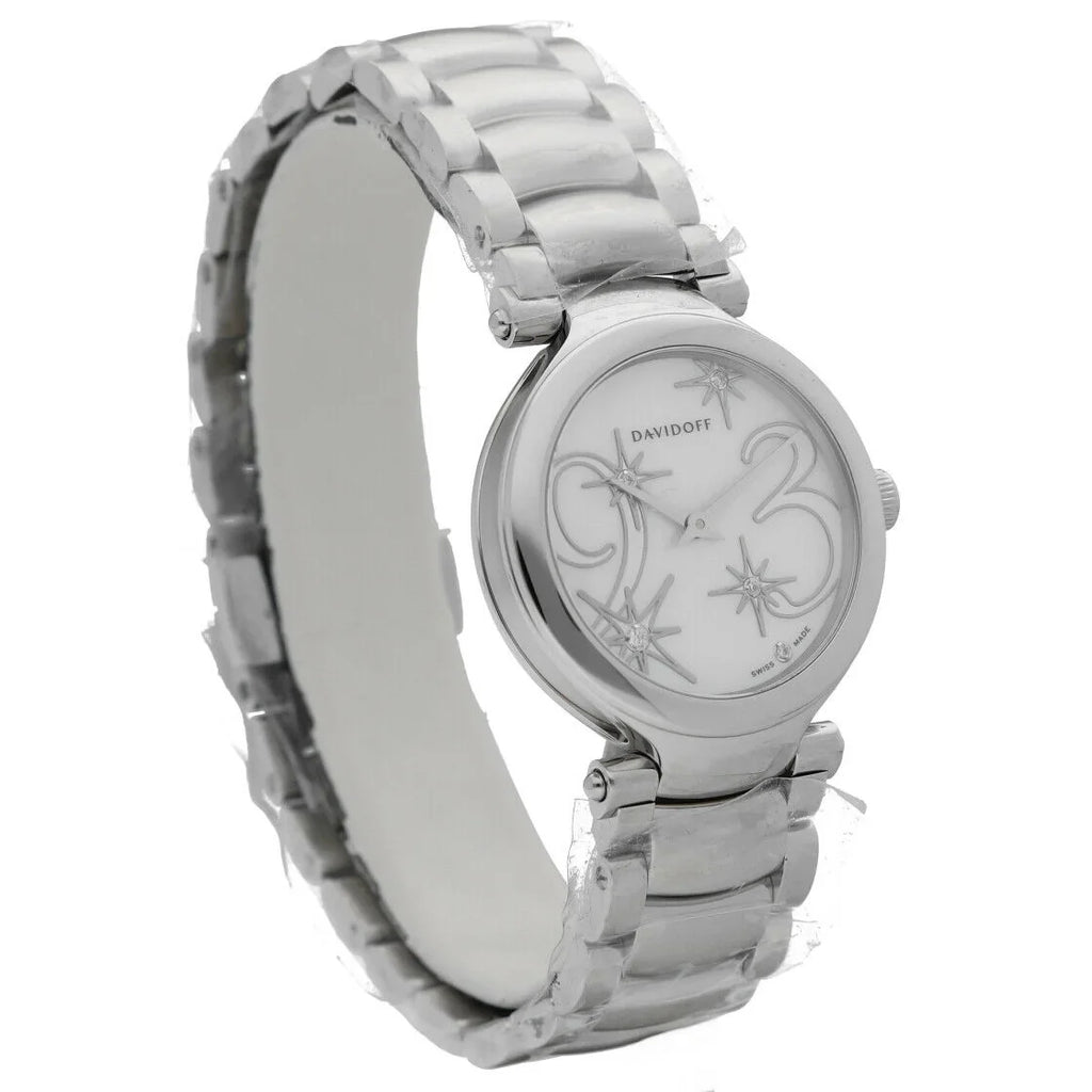 Stainless Women's Pearl Davidoff Steel 21156 Quartz of Watch Mother Lady 30mm