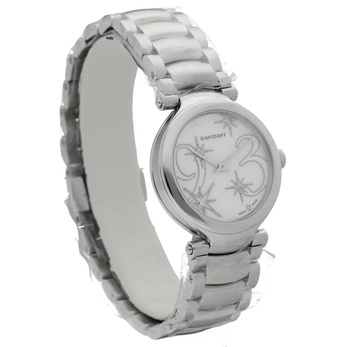 Stainless Women's Pearl Davidoff Steel 21156 Quartz of Watch Mother Lady 30mm