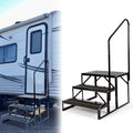 Rail W/ Hand-railing Steps for Trailer HECASA Steel Camper Armrest 3 Side Travel Load Trailer Stairs Universal RV Hand