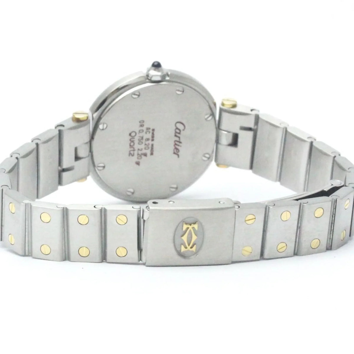 Polished (Good) CARTIER 18K Steel Quartz Gold Watch BF568475 Ladies Santos Pre-Owned Round