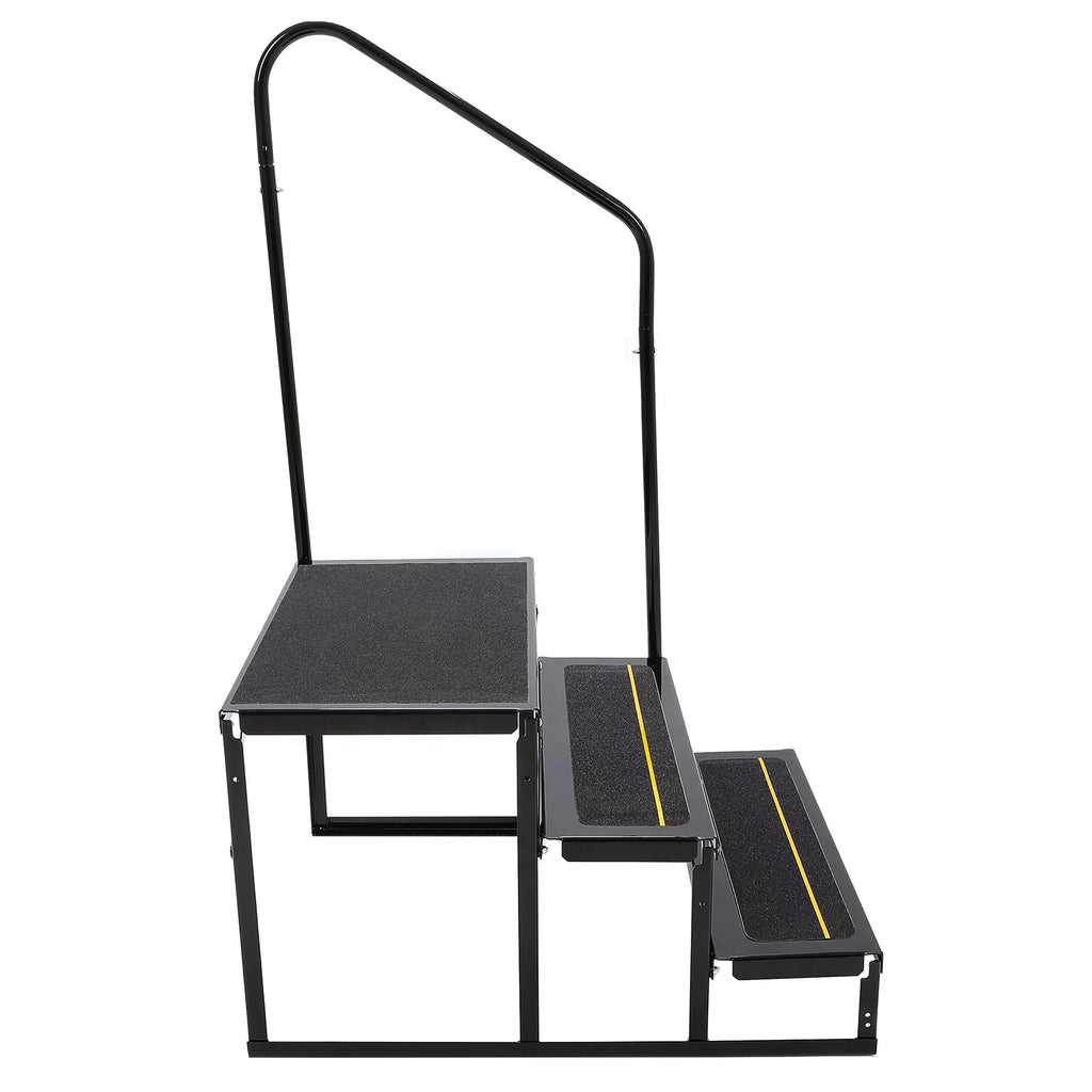 Rail W/ Hand-railing Steps for Trailer HECASA Steel Camper Armrest 3 Side Travel Load Trailer Stairs Universal RV Hand