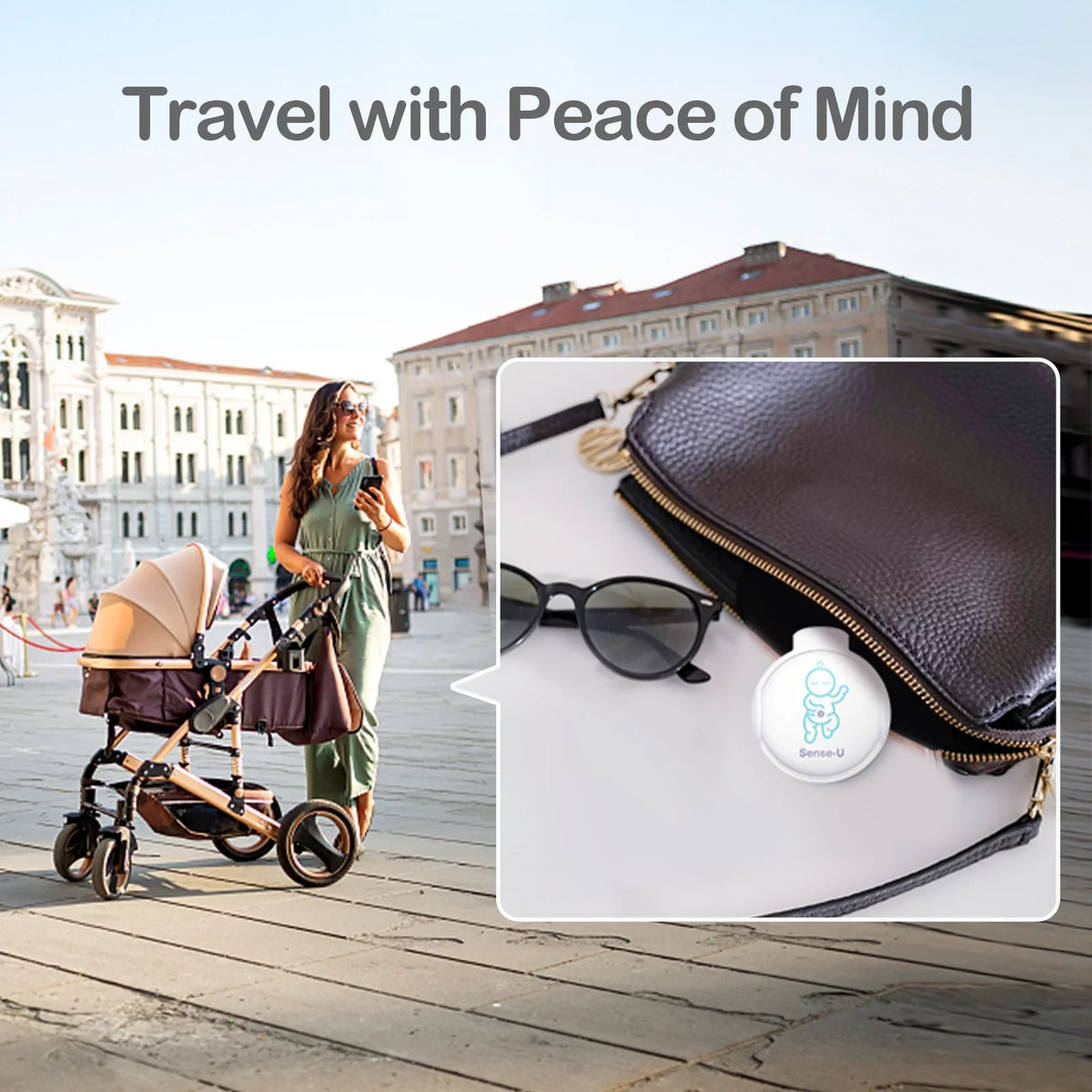 with Smartphones, on Audio Alerts Abdominal and Abdominal Movement Baby Baby's Sense-U Pink Position Safety Baby - Temperature, for Sleeping Monitor Tracks Rollover Instant Movement, Smart
