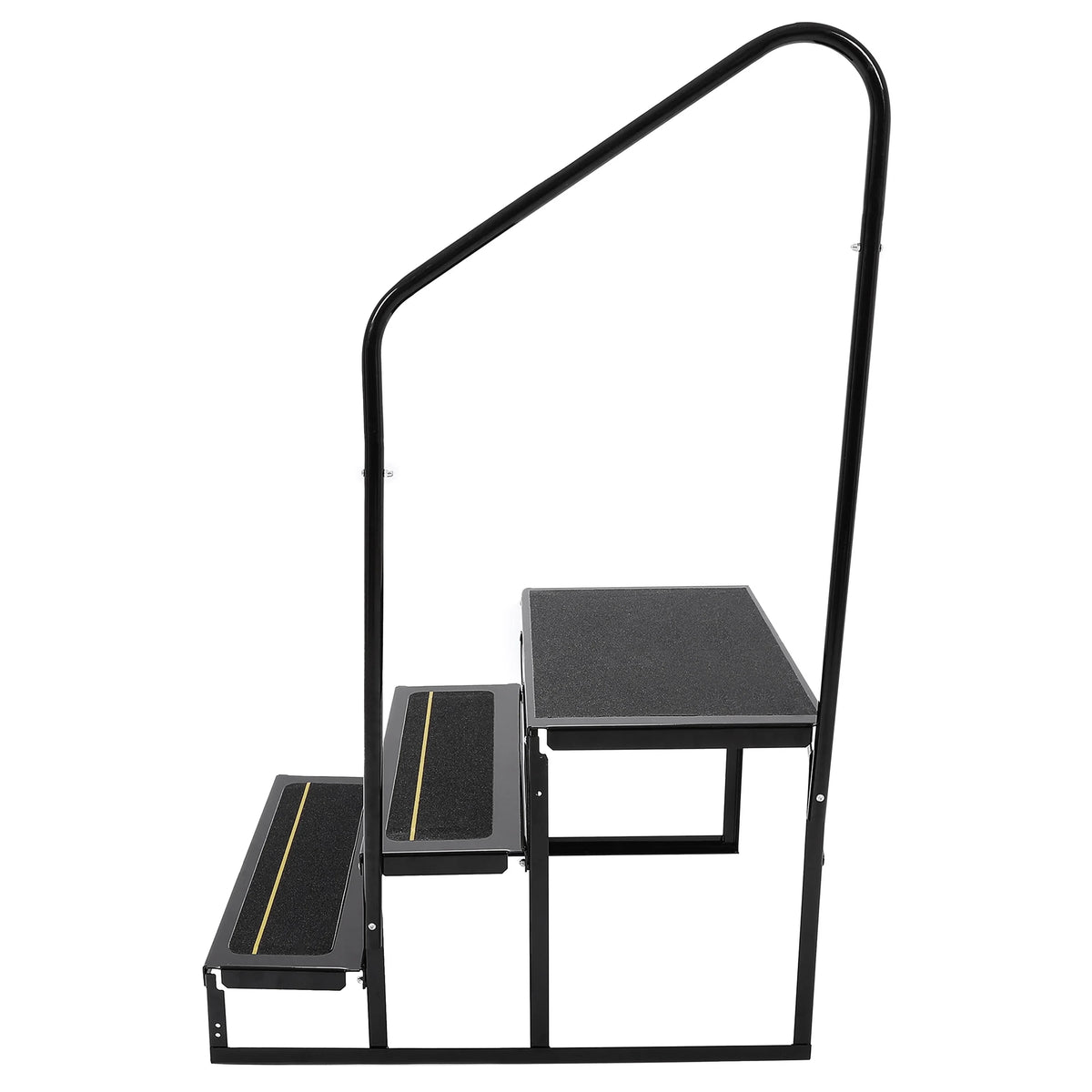 Rail W/ Hand-railing Steps for Trailer HECASA Steel Camper Armrest 3 Side Travel Load Trailer Stairs Universal RV Hand