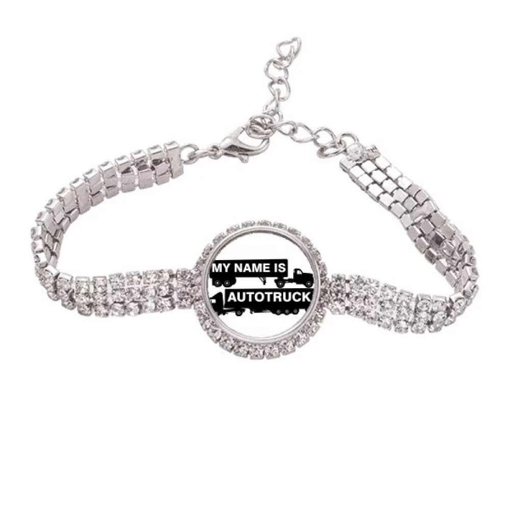Name Deco Fashion Transport Tennis Anklet Bracelet Chain Jewelry Diamond Truck Art