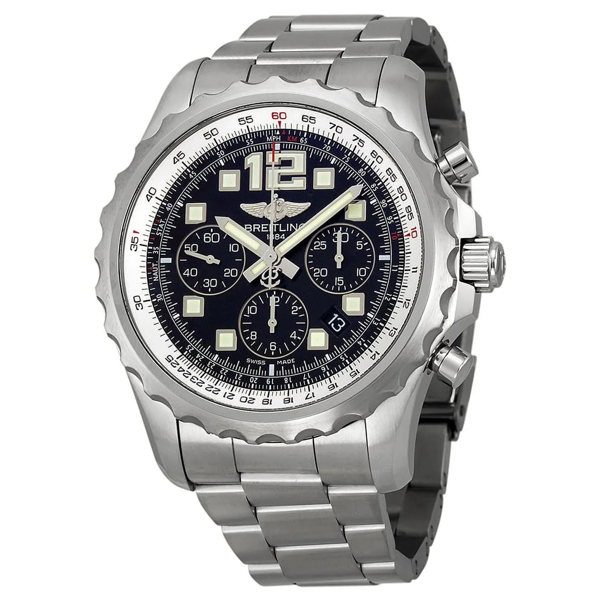 Mens Breitling A2336035-BA68SS Watch Black Automatic Dial Chronospace