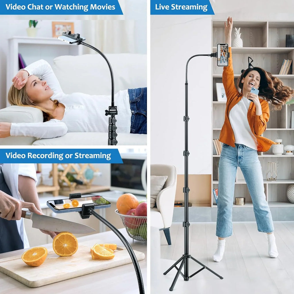 Phone Remote 13" Adjustable and Phone Cell Gooseneck, 80" with with Stand Phone Tripod Tall Tripod Tripod, Holder,