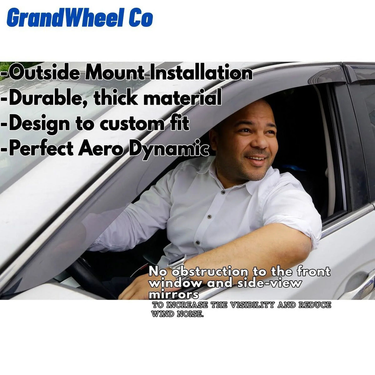 Deflectors Compatible Tape-On Co Smoke GW0389 with Window Outlander 4pcs. Mitsubishi Tinted Visor Guards GrandWheel Vent - Rain 2014-2021 Side