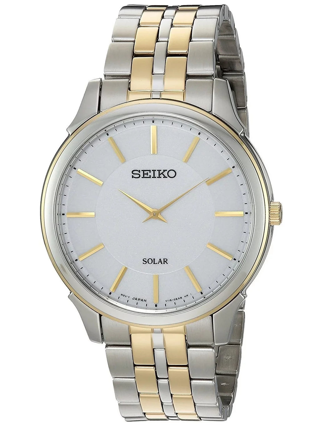 Seiko Core Reserve Solar White Dial Watch SUP864 Tone Two Power Steel Men's