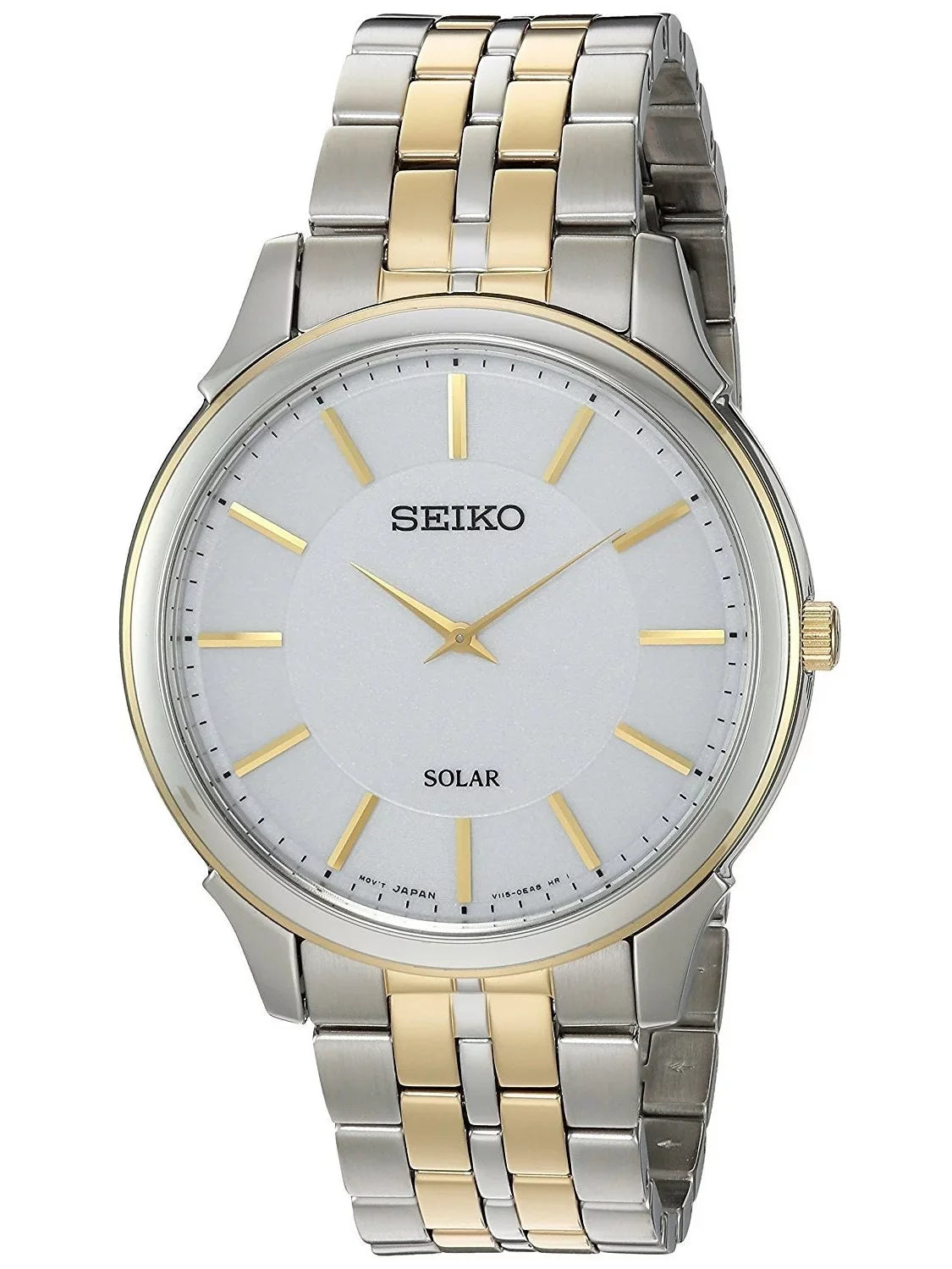 Seiko Core Reserve Solar White Dial Watch SUP864 Tone Two Power Steel Men's