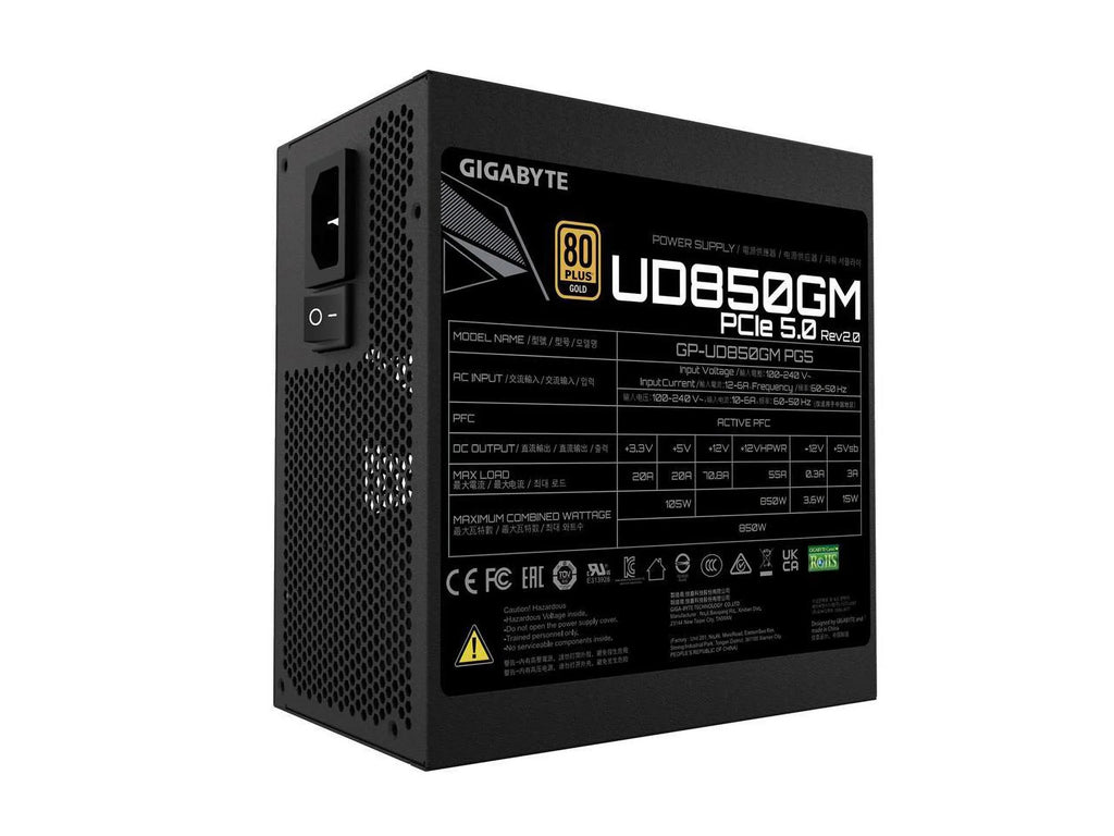 PCIe Power GIGABYTE Ready, Certified, PG5 GP-UD850GM Rev2.0 Fully 80 850W Supply 5.0 Plus Gold Modular