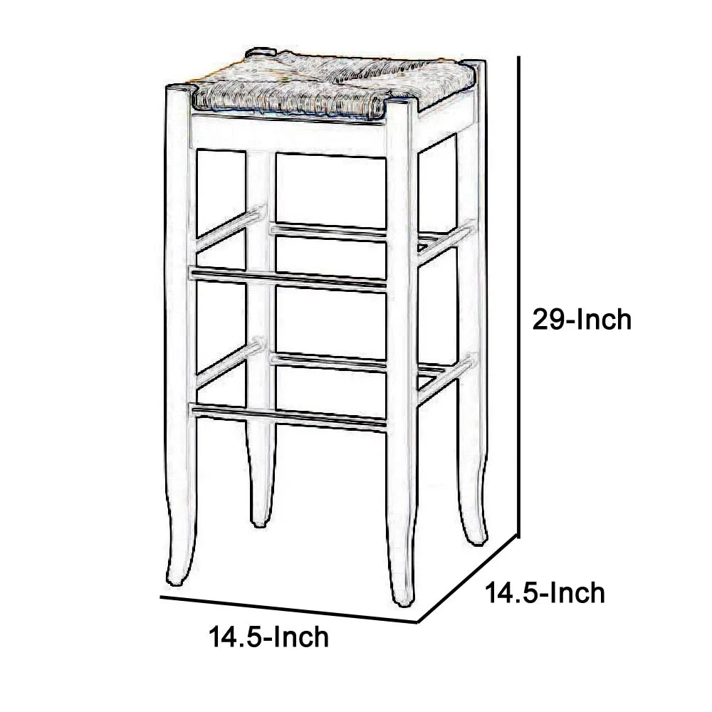 Sherpi Frame Rush Saber Beige with Legs, Saltoro Black- Barstool and Woven Wooden
