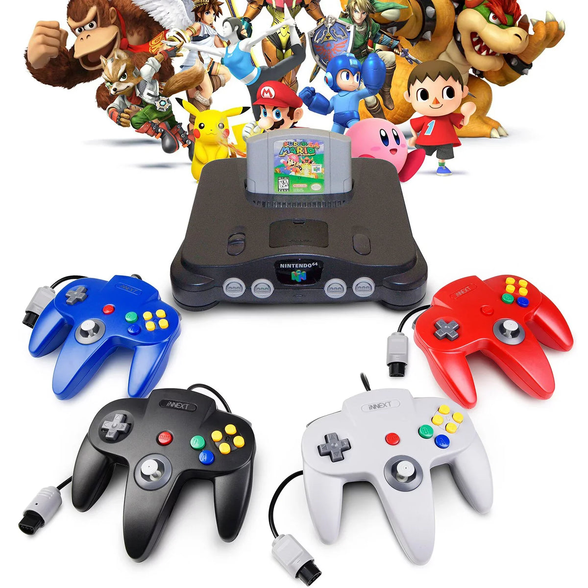 64-bit pad 2 (Black) 64 N64 Game Ultra N64 Classic Pack for Game System Joystick Video iNNEXT Console N64 Controller, Wired