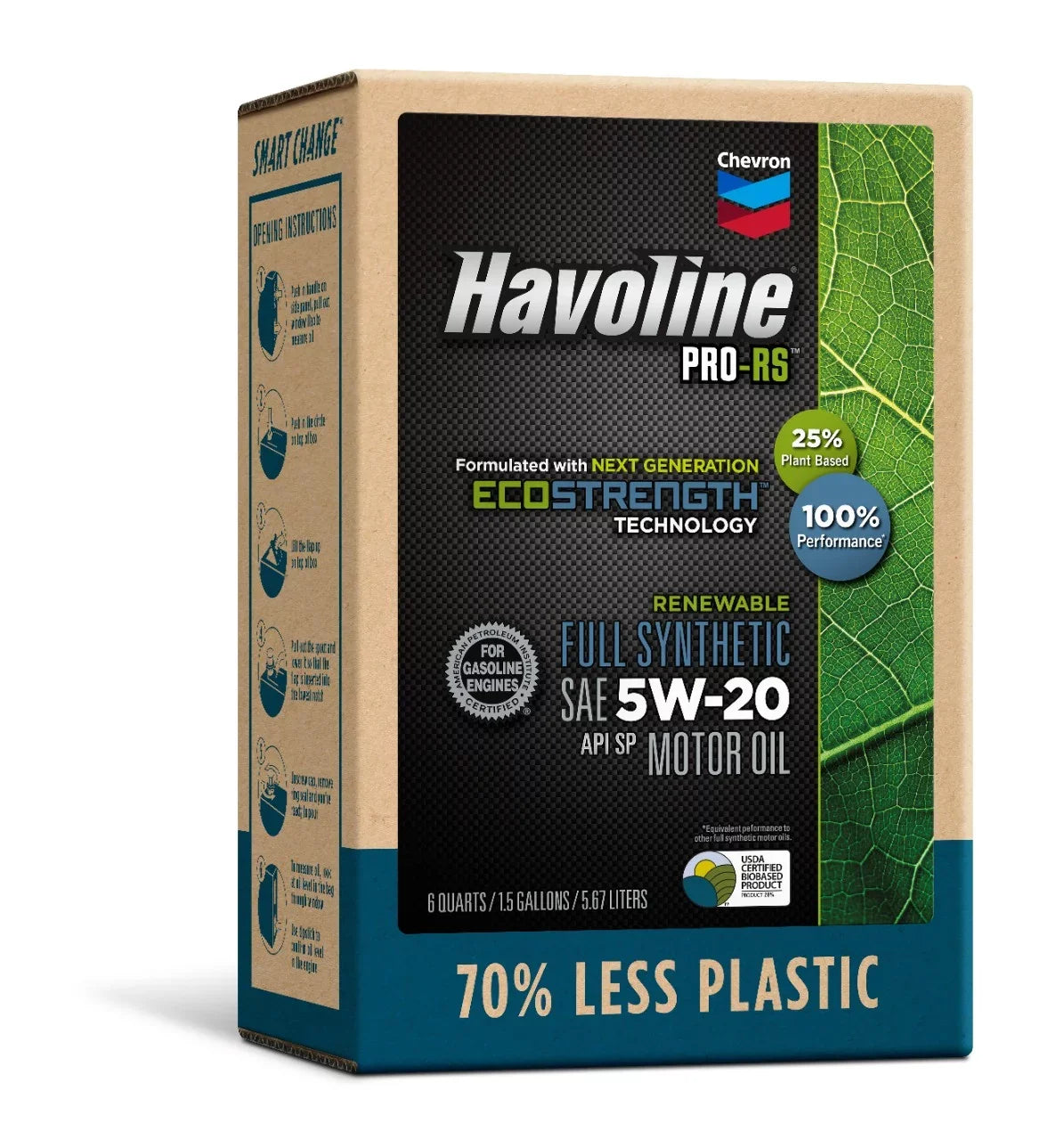 Havoline Renewable Smart Motor Change 6Q Oil 5W-20, Synthetic PRO-RS Box