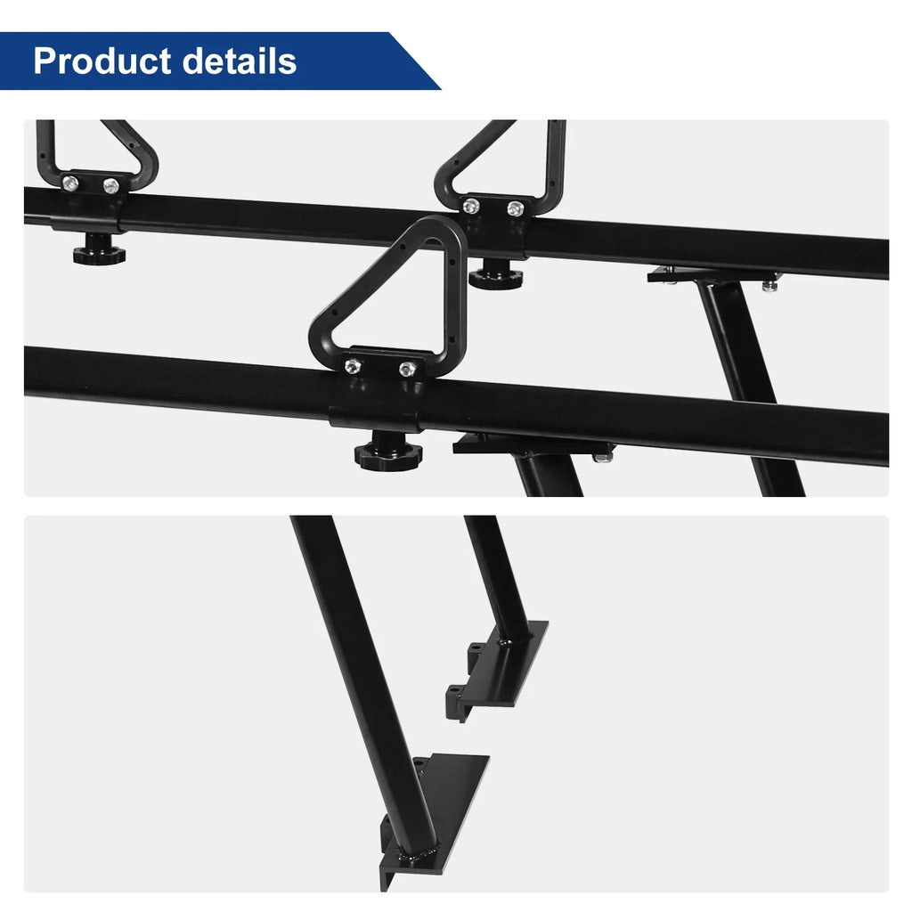 Cargo Required) Aluminum for Black Truck Surfboard Universal 1,000lbs Racks Racks, Capacity Bed Lumber Ladder Ladder Pickup (No-Drilling Kayak BoardRoad Truck
