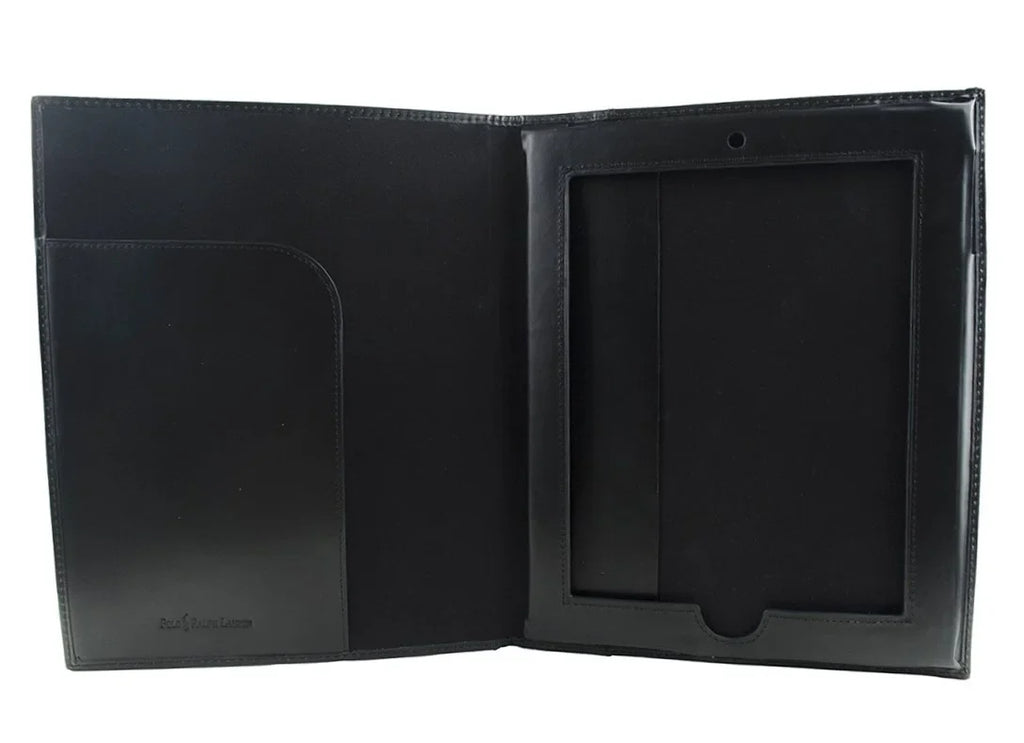 Case Tablet iPad, Lauren Leather Black) (For Polo Genuine Ralph Original