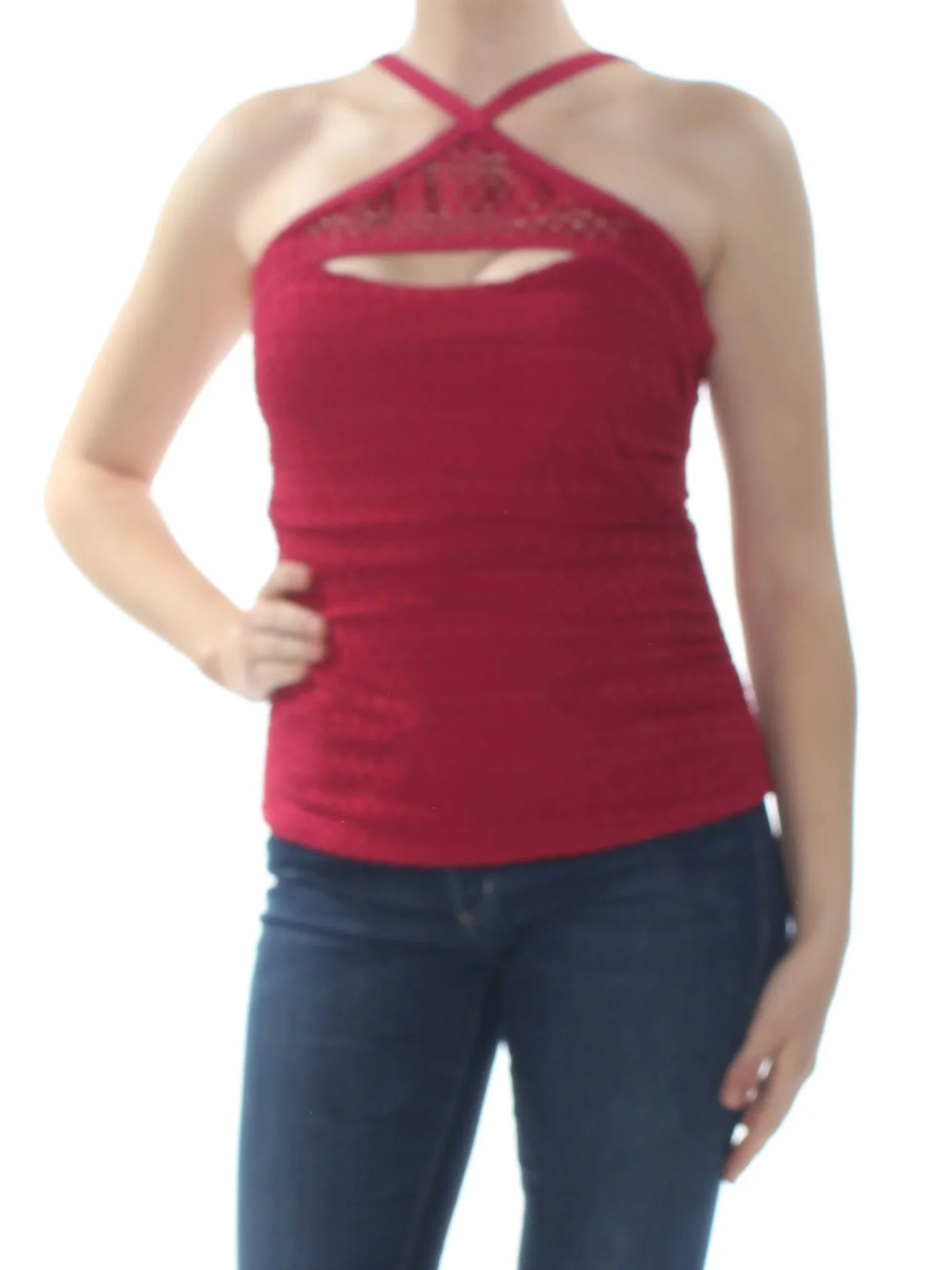 Top $34 ESCAPE ISLAND Crochet Red At Sea Womens Tankini 10 Lost High Neck B+B