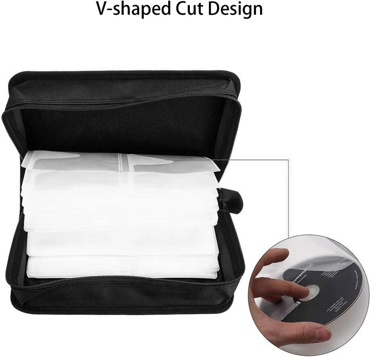 Zippers, Binder Portable Organizer / Capacity Car Leather Storage Holder Home, 80 Bag Wallet, With For / Disc Case Storage PU Office,Travel, Case