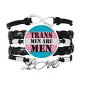Wristband Support Accessory Rope Bracelet Leather Knitting Trans Man Twisted Love Transgender LGBT