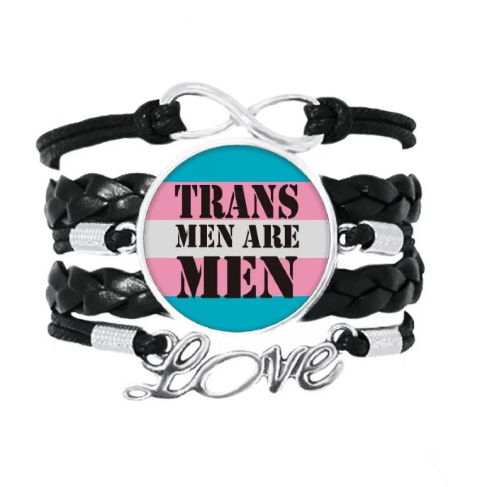Wristband Support Accessory Rope Bracelet Leather Knitting Trans Man Twisted Love Transgender LGBT
