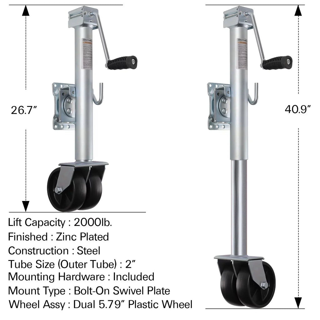 Trailer Trailer Wheels, Duty 2000 Heavy Jack, Jack Dual Swivel lbs, Boat 14" Weize with Lift