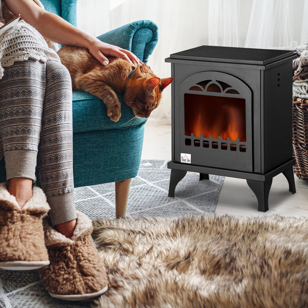 0.4 Sq. Stove Burns Gal Black Freestanding Heater to Max HOMCOM Hours, 3 up Ft., Fireplace, 470 9.75" Ethanol