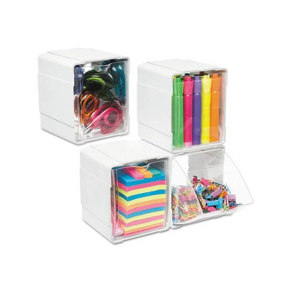 4 4-Bin Interlocking x Tilt 5 1/2, 7/8 Organizer 5/8 Bin x 4 White/Clear